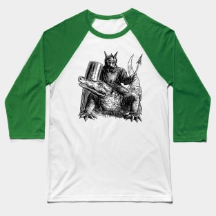 Demon Or Spirit Mounted On A Crocodile Dictionnaire Infernal Cut Out Baseball T-Shirt